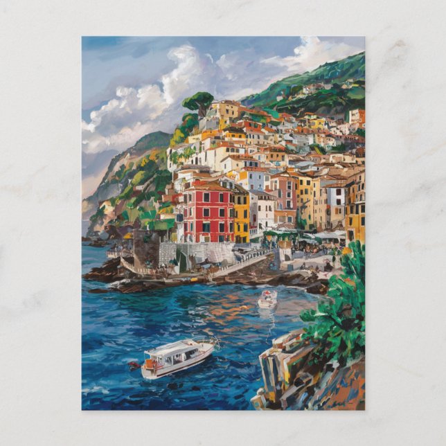 Ischia Italy Watercolor Painting Postcard (Front)