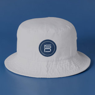 ISD Grey Blue Logo-type Retro Bucket Hat