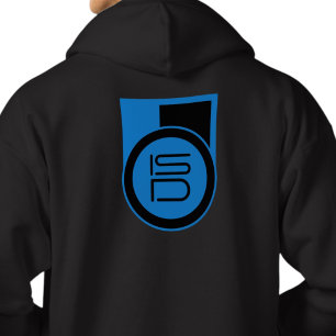 ISD Men's Black Blue Logo Streetwear  Hoodie