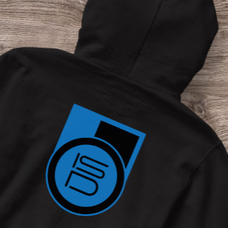 ISD Men's Black Blue Logo Streetwear  Hoodie