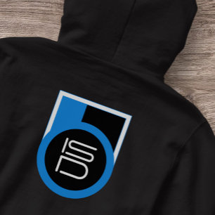 ISD Men's Black Blue White Back Print Streetwear  Hoodie