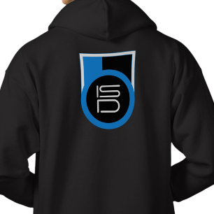 ISD Men's Black Blue White Back Print Streetwear  Hoodie