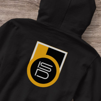 ISD Men's Black Gold Back Print Streetwear Retro  Hoodie