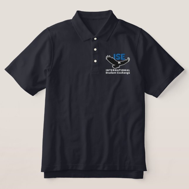 ISE Men's Navy Blue Polo Shirt (Design Front)