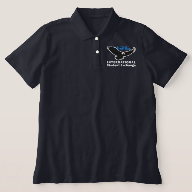 ISE Women's Navy Blue Polo Shirt (Design Front)