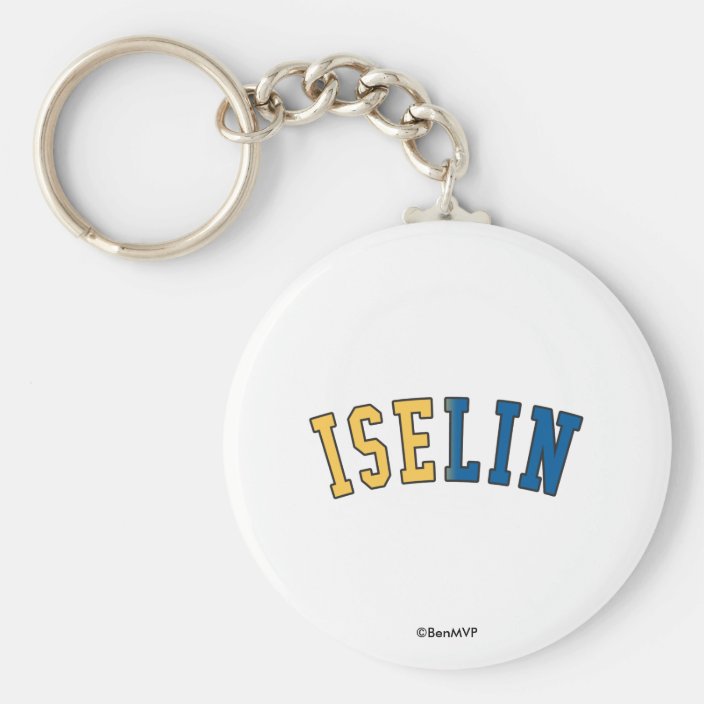 Iselin in New Jersey State Flag Colors Key Chain