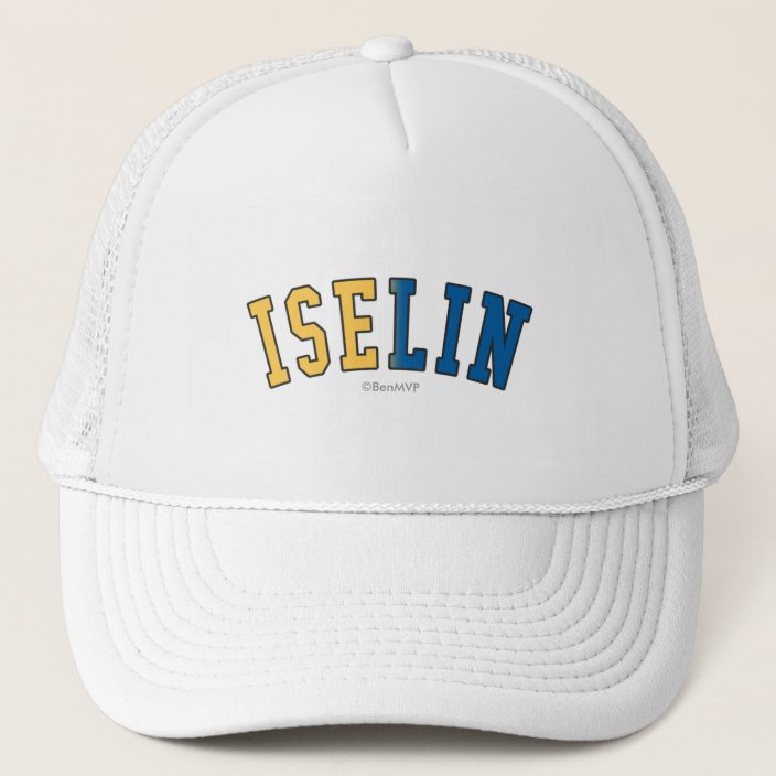 Iselin in New Jersey State Flag Colors Mesh Hat
