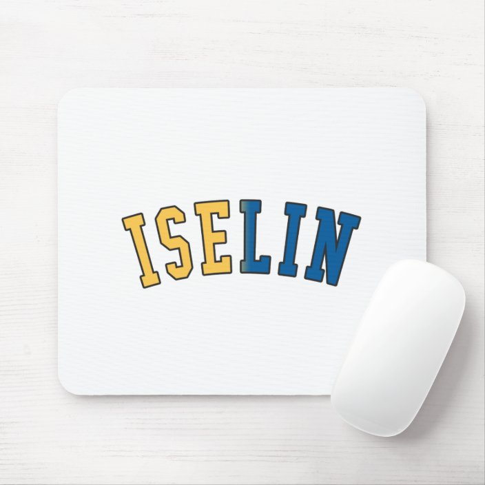Iselin in New Jersey State Flag Colors Mouse Pad