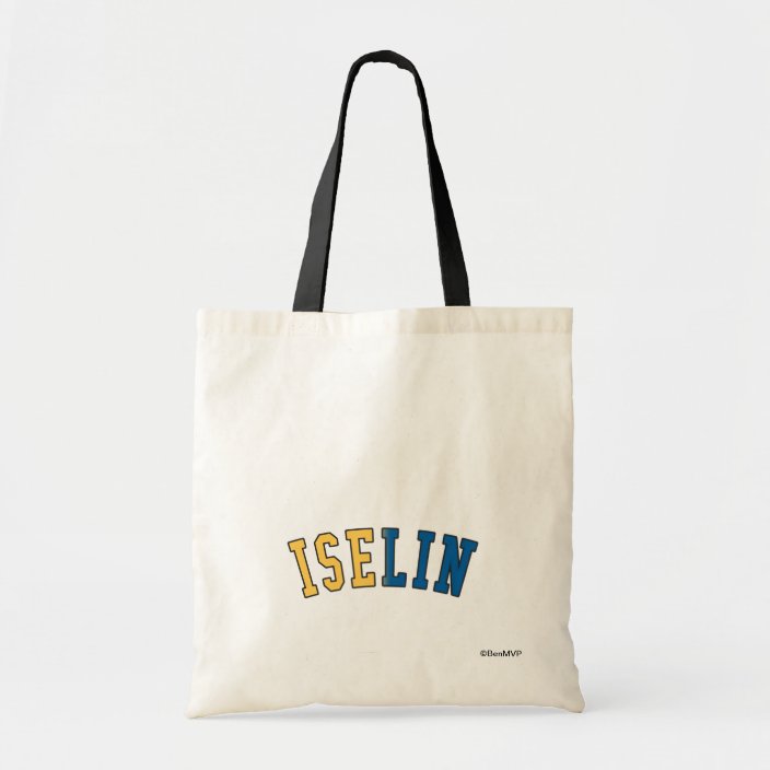 Iselin in New Jersey State Flag Colors Tote Bag