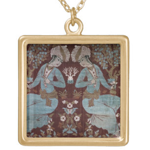 Isfahan style panel, Persian, 17th century (silk) Gold Plated Necklace