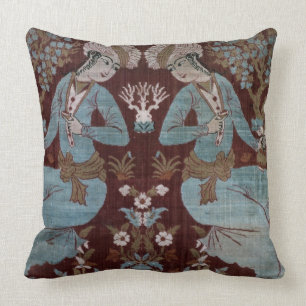 Isfahan style panel, Persian, 17th century (silk) Throw Pillow