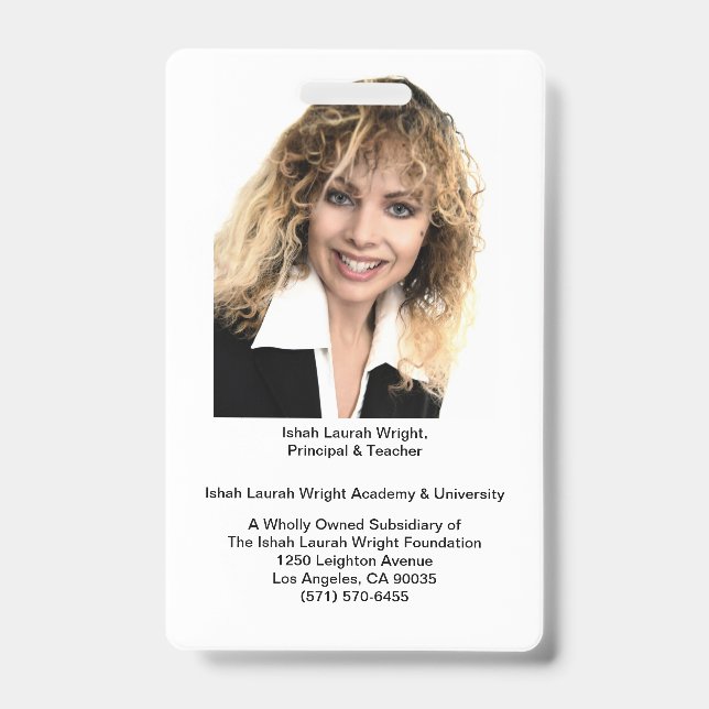 Ishah Laurah Wright Academy And University Badge (Front)