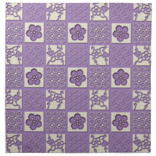 Ishidatami japanese checked pattern plum flowers cloth napkin