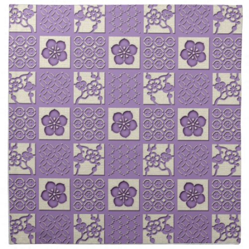 Ishidatami japanese checked pattern plum flowers cloth napkin