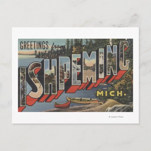 Ishpeming Michigan _ Large Letter Scenes Postcard