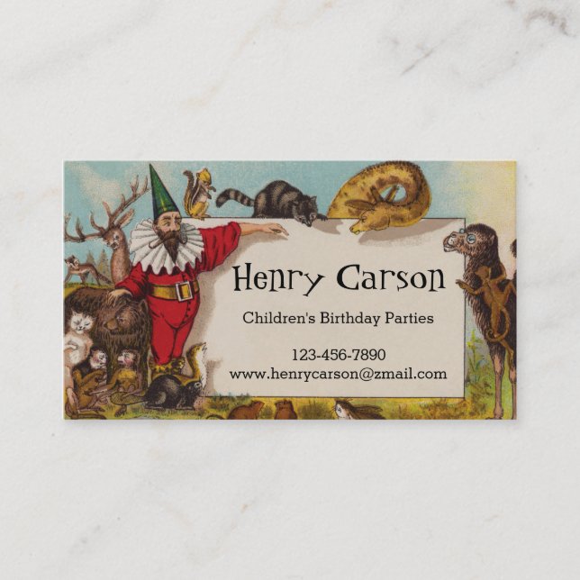 Isidore the Elf & his Animals Business Card (Front)