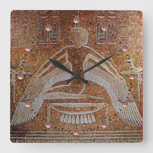 ISIS Antique Brown Sepia Square Wall Clock