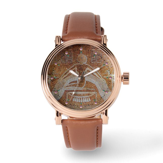 ISIS,Antique Egyptian Goddess Brown White Watch (Front)