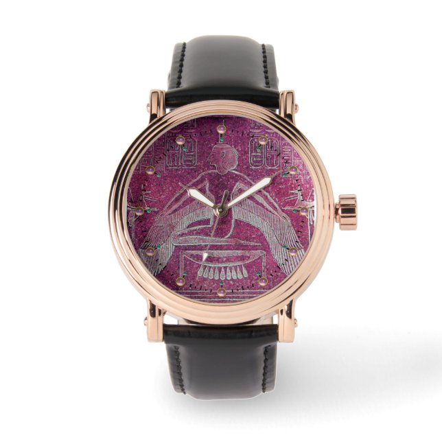 ISIS,Antique Egyptian Goddess Purple White Watch (Front)