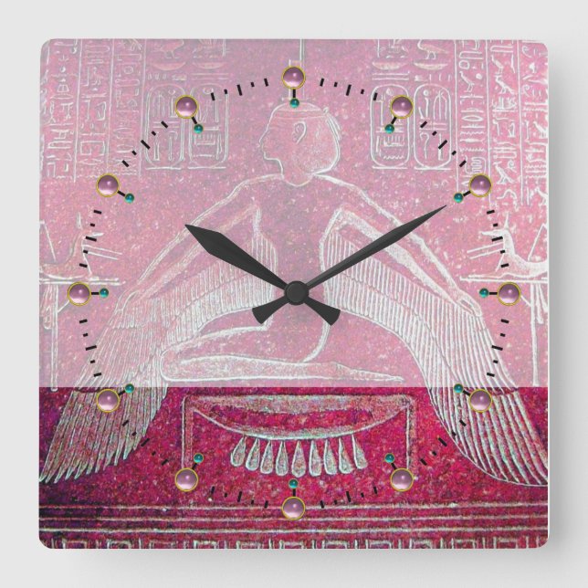 ISIS, Antique Red Pink Square Wall Clock (Front)