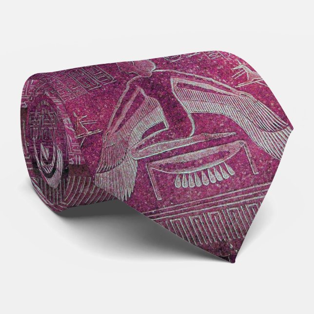 ISIS, Egypian Goddess Antique Pink Purple White  Neck Tie (Rolled)