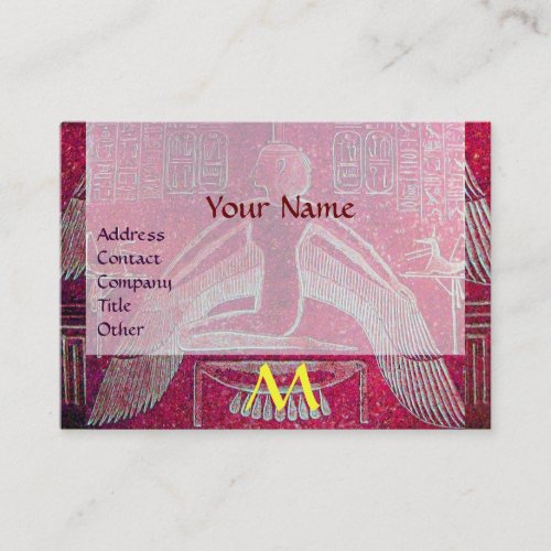 ISIS EGYPTIAN MONOGRAM, bright pink purple white Business Card Templates