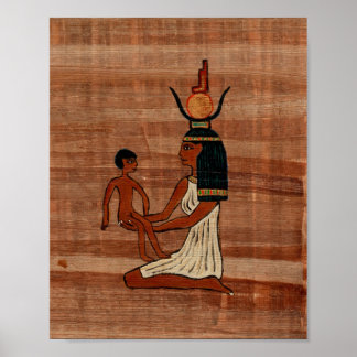 Isis with the Infant Horus Papyrus Print
