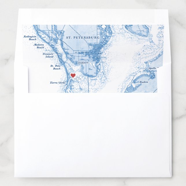 Isla Del Sol Florida Map Elegant Wedding Envelope Liner (In Envelope)