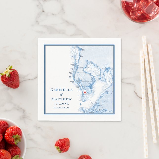 Isla Del Sol Florida Map Elegant Wedding Napkins (Insitu)
