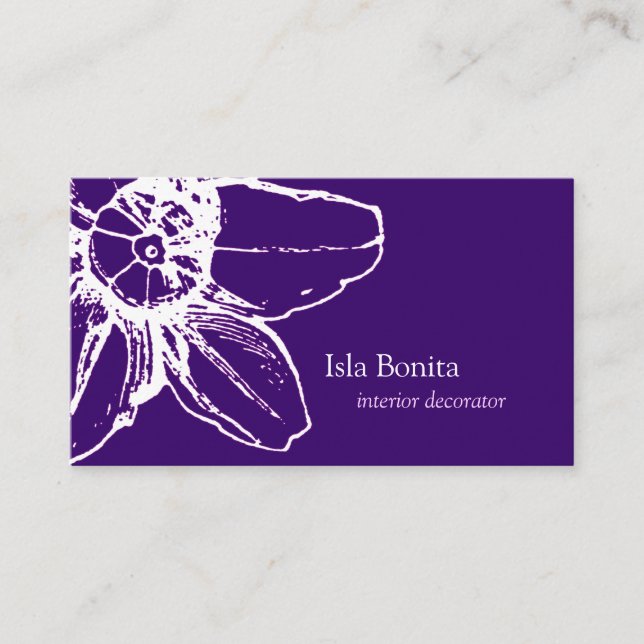 Isla Floral Outline Business Card (Front)