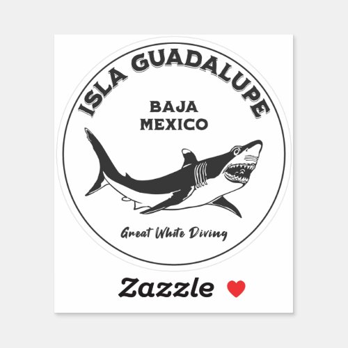Isla Guadalupe Great White Shark v2 Diving Sticker