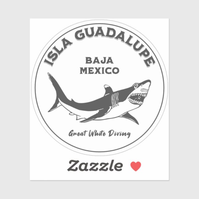 Isla Guadalupe Great White Shark v2 Diving Sticker (Sheet)
