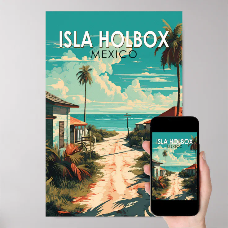 Isla Holbox Mexico Travel Art Vintage Poster (Downloadable)