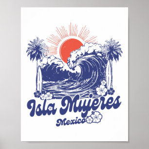 Isla Mujeres Mexico 2025 Vacation Surfing Vintage  Poster