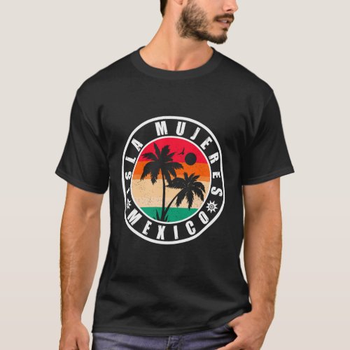 Isla Mujeres Mexico Palm Trees Vintage Souvenir T_Shirt