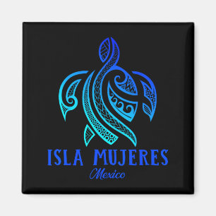 Isla Mujeres Mexico Sea Turtle Tie Dye Hibiscus Va Magnet