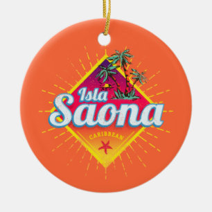Isla Saona Caribbean Dominican Republic Retro Ceramic Ornament