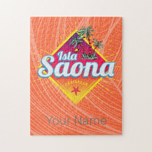 Isla Saona Caribbean Dominican Republic Retro Jigsaw Puzzle (Vertical)