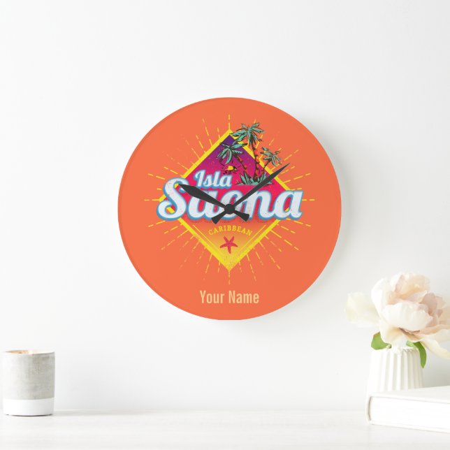 Isla Saona Caribbean Dominican Republic Retro Large Clock (Home)