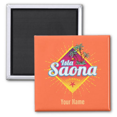 Isla Saona Caribbean Dominican Republic Retro Magnet