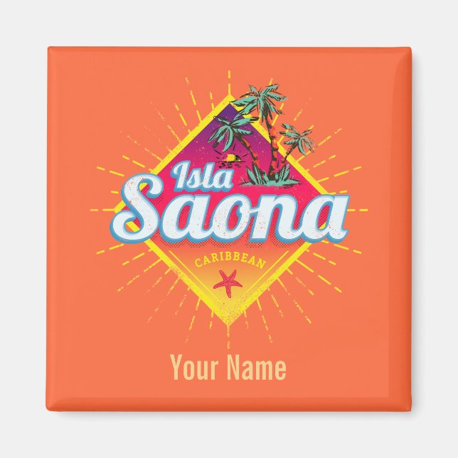 Isla Saona Caribbean Dominican Republic Retro Magnet (Front)