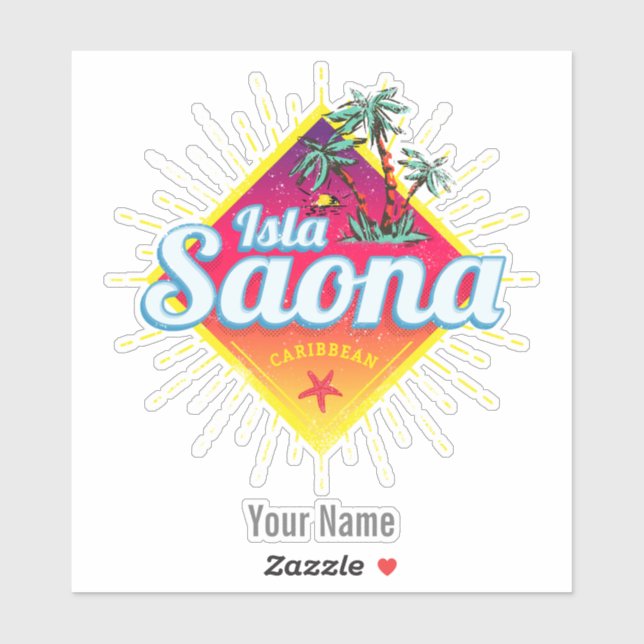 Isla Saona Caribbean Dominican Republic Retro Sticker (Sheet)