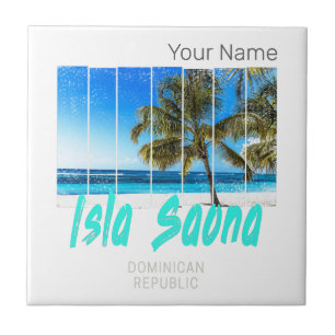 Isla Saona Dominican Republic Beach Vintage Design Ceramic Tile