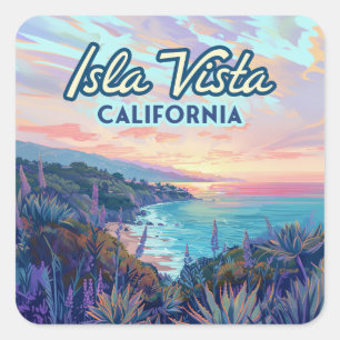Isla Vista California Santa Barbara Goleta College Square Sticker