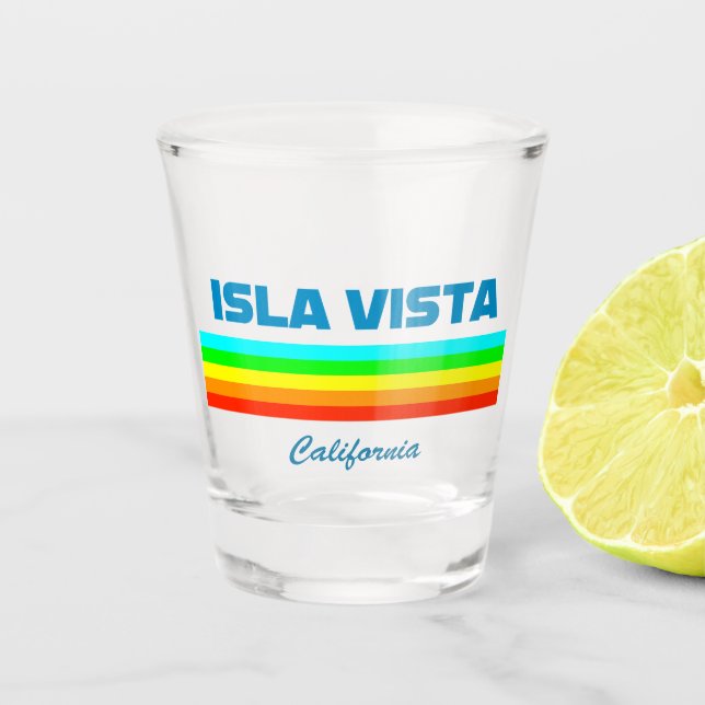 Isla Vista California Shot Glass. Glass (Front)