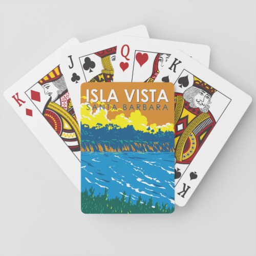 Isla Vista California Travel Art Vintage Poker Cards