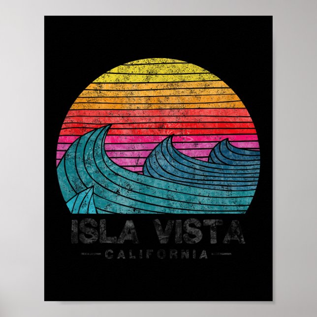 Isla Vista Surfing Waves Beach Retro California Su Poster (Front)
