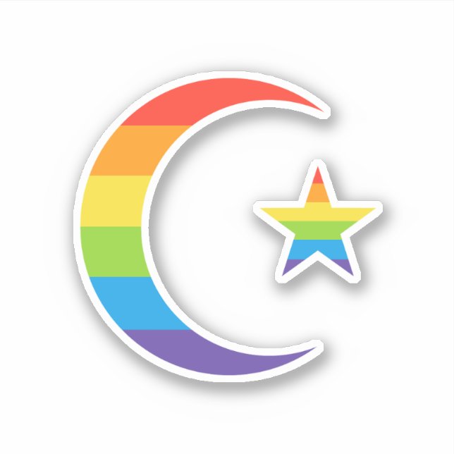 Islam Crescent & Star Muslim LGBTQ Gay Pride Flag Sticker (Front)