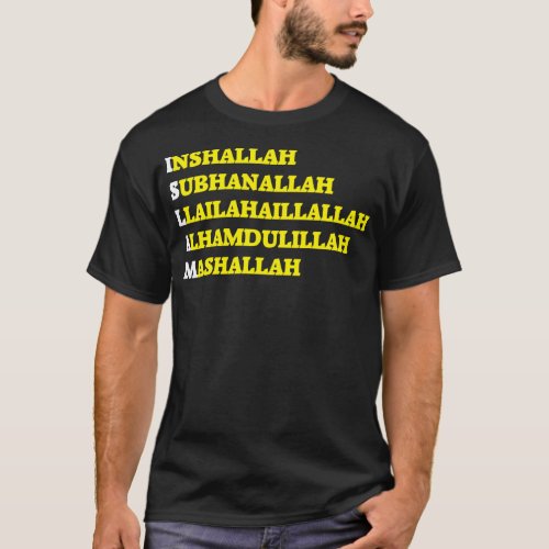 Islam God Willing Text Typography Message T_Shirt