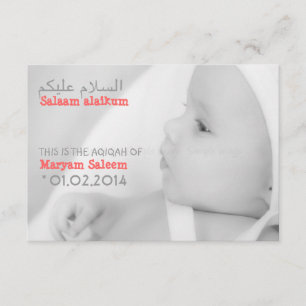 Islam Islamic Aqiqah Aqeeqah baby photo invitation